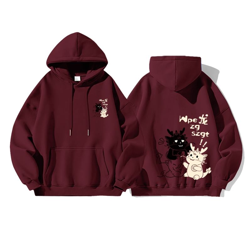 Carotaine - Cartoon Print Oversized Hoodie
