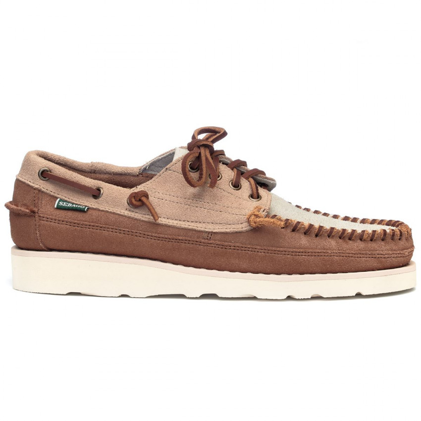 CAYUGA CAMEL PAPYRUS COGNAC-Mocassin tricolore en daim graissé pour homme