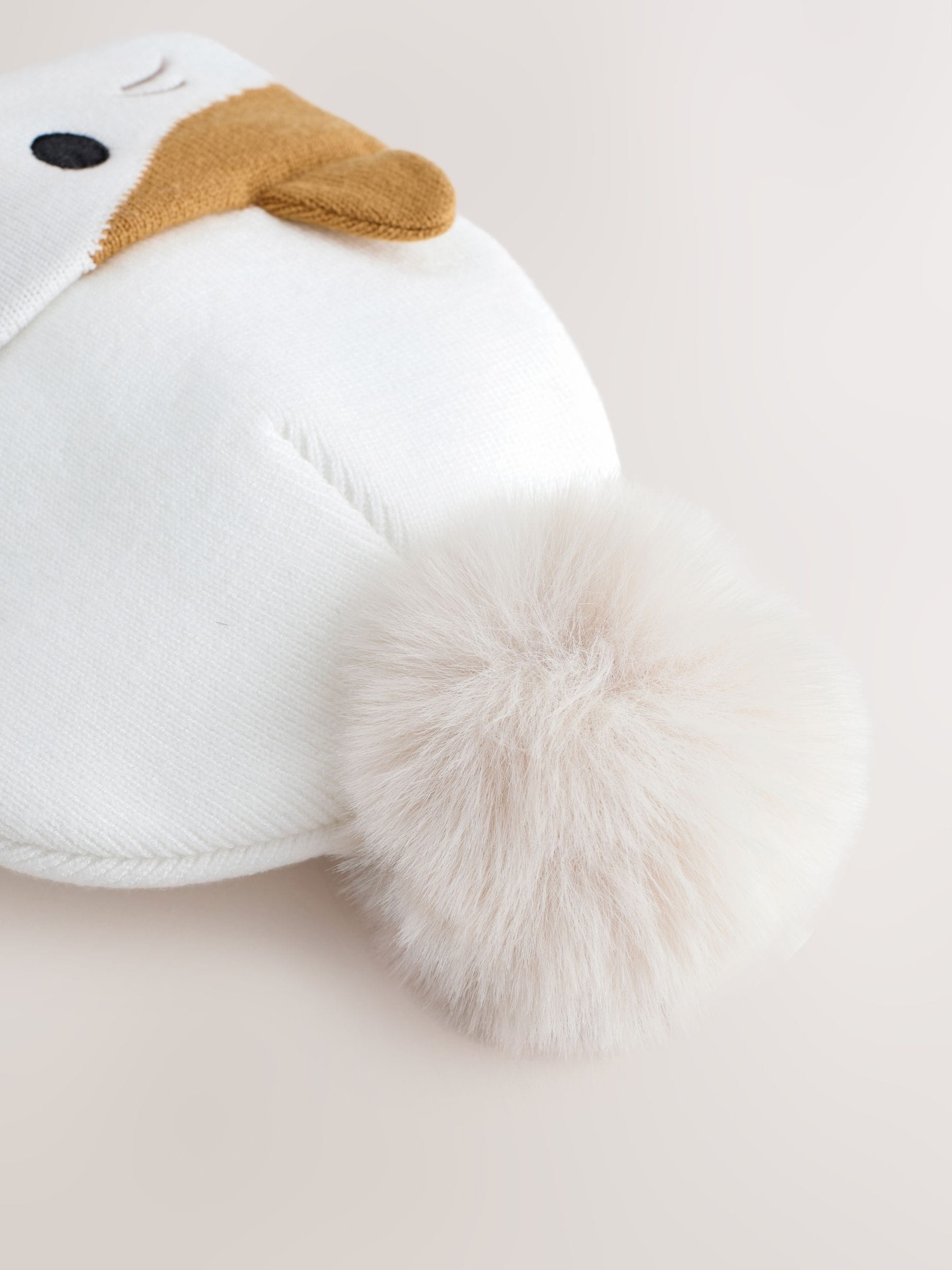 Ecru - Squishmallow Cat 3D Pom Beanie Hat (5-13yrs)
