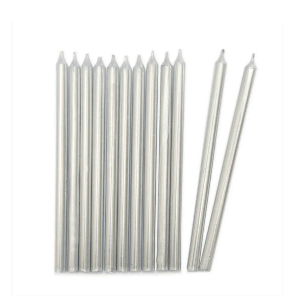 ScrapCooking 12 Bougies Longues Argentées 12cm