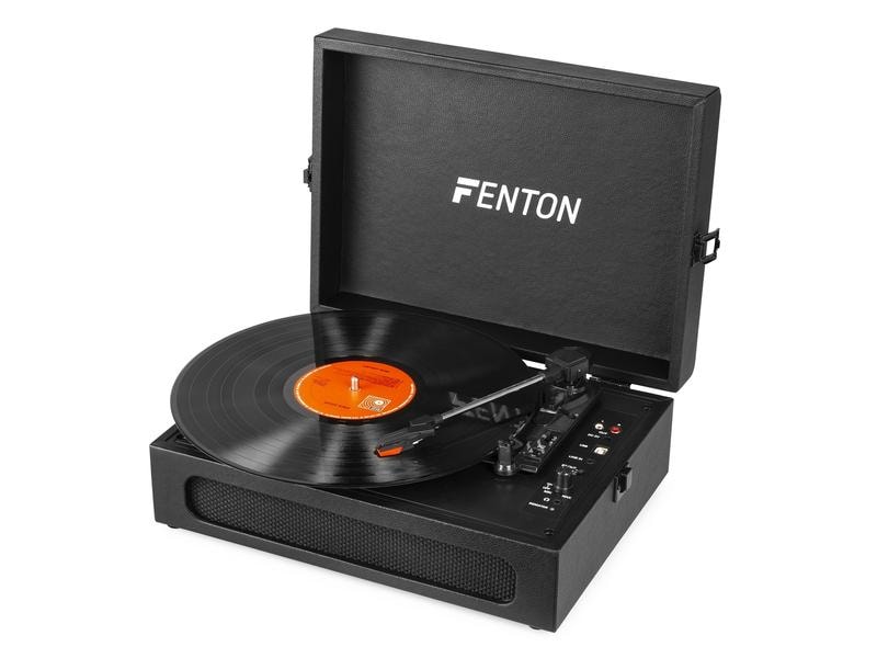 Fenton Plattenspieler mit Bluetooth RP118B Schwarz Hochwertiger Plattenspieler im Kofferdesign