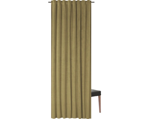 Gordijn met universele band, fluweel mosterdgeel, 140x280 cm