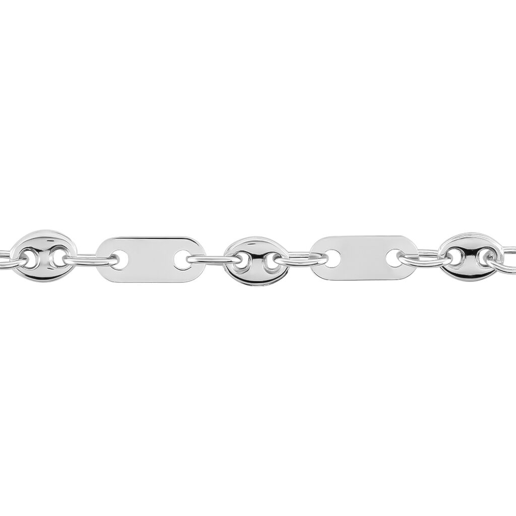 Bracelet Pomeline Maille Grain De Cafe Et Plaquettes Argent Blanc