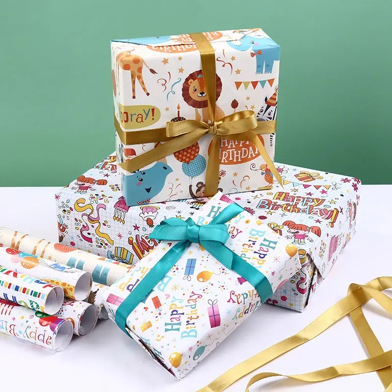 (6er Set) 70x50cm Geburtstags Geschenkpapier Deko Geschenk Verpackung - Happy Birthday / Streusel