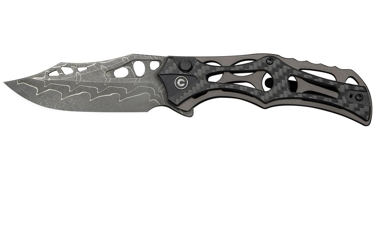 Civivi Biophase C23083C-DS1 Damascus, Grey Aluminium Carbon Fiber Overlay Black G10, zakmes
