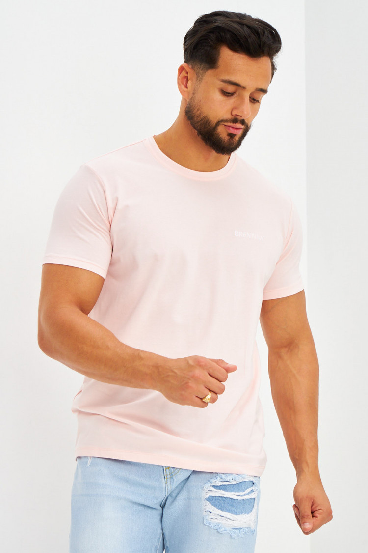 T-shirt basique logo Brentiny brodé rose