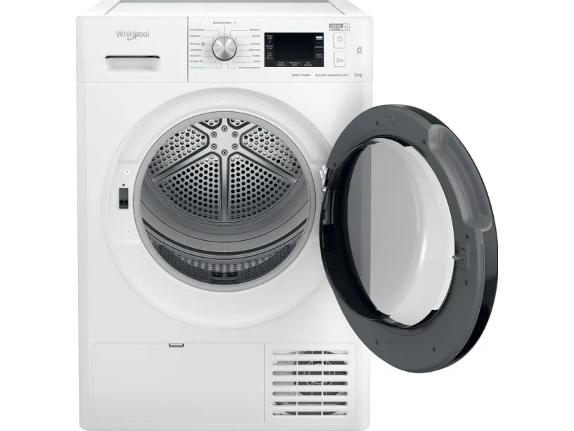Whirlpool FFT M22 9X2B PL, Fritstående, Front-læsning, Kondensering, Sort, Hvid, Knapper, Dreje, Berøring, Højre
