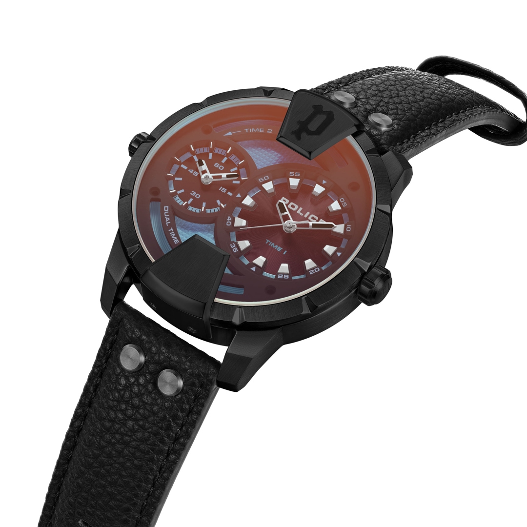 Police Huntley Dual Time Schwarz