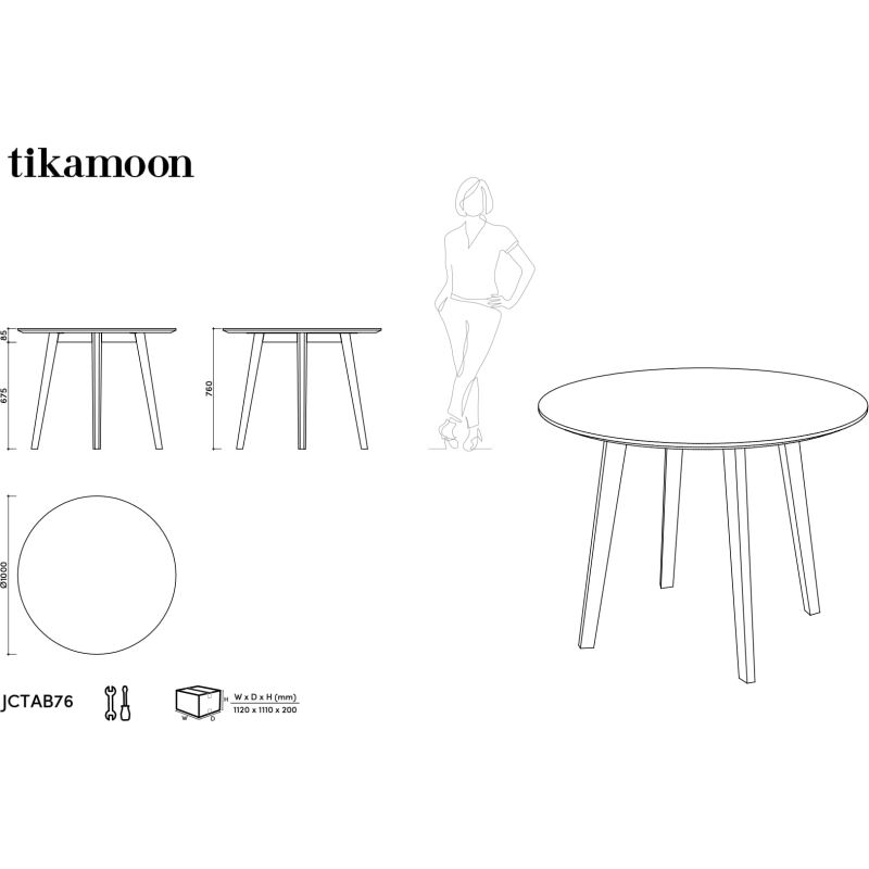 Table Eliana en palissandre massif Ø 100 cm, 4 à 5 personnes