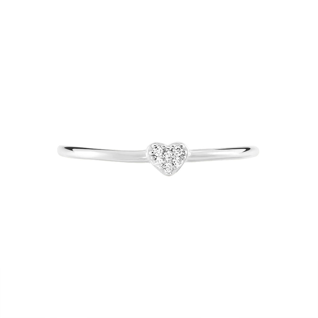 Bague Accumulation Coeur Argent Blanc Oxyde De Zirconium