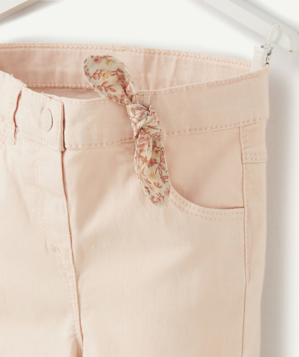 PANTALON SLIM BÉBÉ FILLE ROSE AVEC NOEUD FLEURI