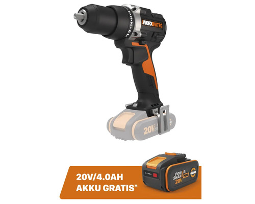 WORX Nitro 20V 60Nm WX102.9 accuboormachine/schroevendraaier, borstelloze motor + GRATIS bonusartikel: 20V accu WA3644 (4,0Ah)