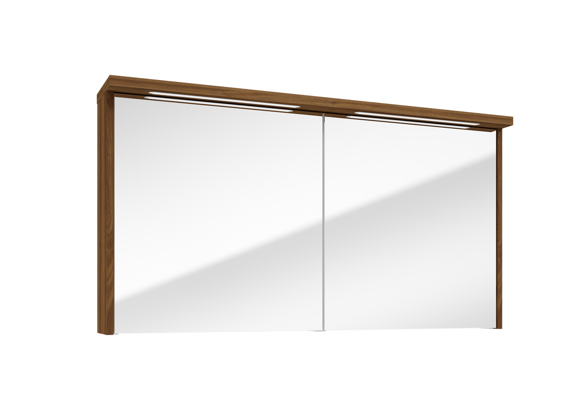 Fontana Grado spiegelkast met verlichting 117cm 2 deuren walnoot