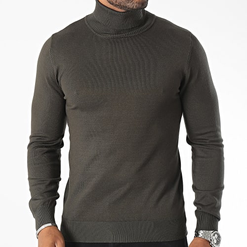 Pull Col Roulé Vert Kaki