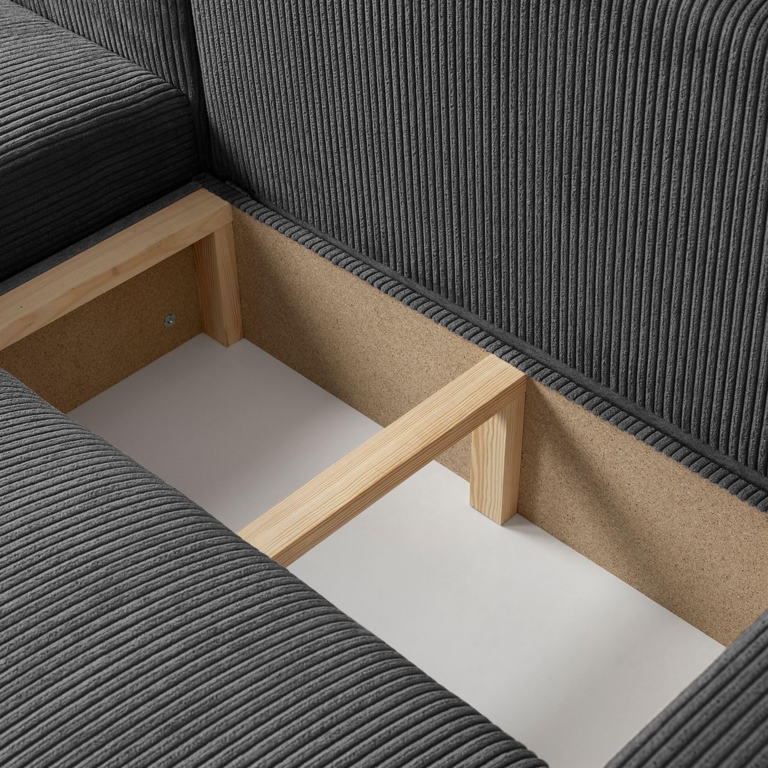 Lookway Ecksofa Opera mit Schlaffunktion und Bettkasten, universaler L-Form Schlafsofa mit Liegefläche 125x205 cm, Wohnzimmer Sofa (Dunkelgrau - Poso 34)