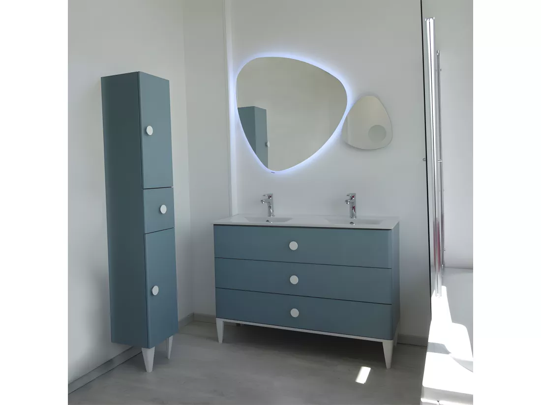 Meuble double vasque 3 tiroirs 120 cm Vert - KIJANI - L 121 x l 46.5 x H 86.5 cm