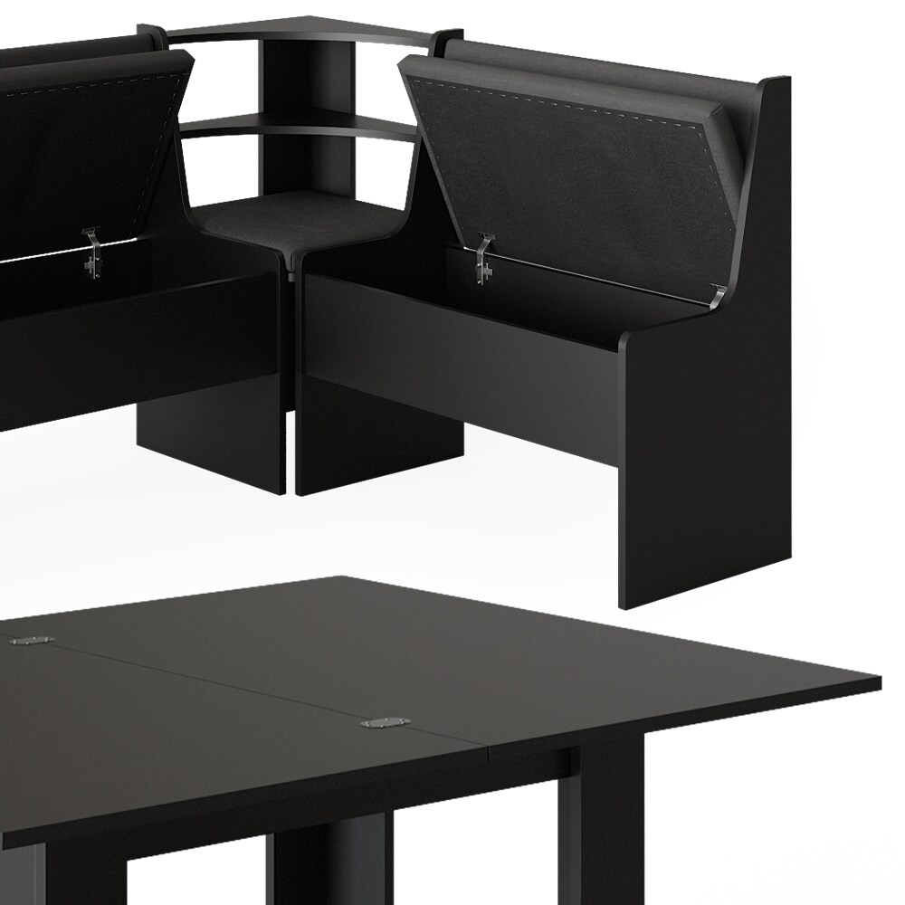 Vicco Eckbankgruppe Küchensitzgruppe Esszimmergruppe Roman Schwarz modern 180x120 cm Sitzbank Sitzecke Küchentisch Tischhocker Küchenmöbel Polstermöbel Esszimmermöbel