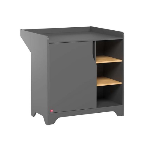 Chambre TRIO Lit 70x140 Commode Armoire LEAF Graphite/Bois - VOX