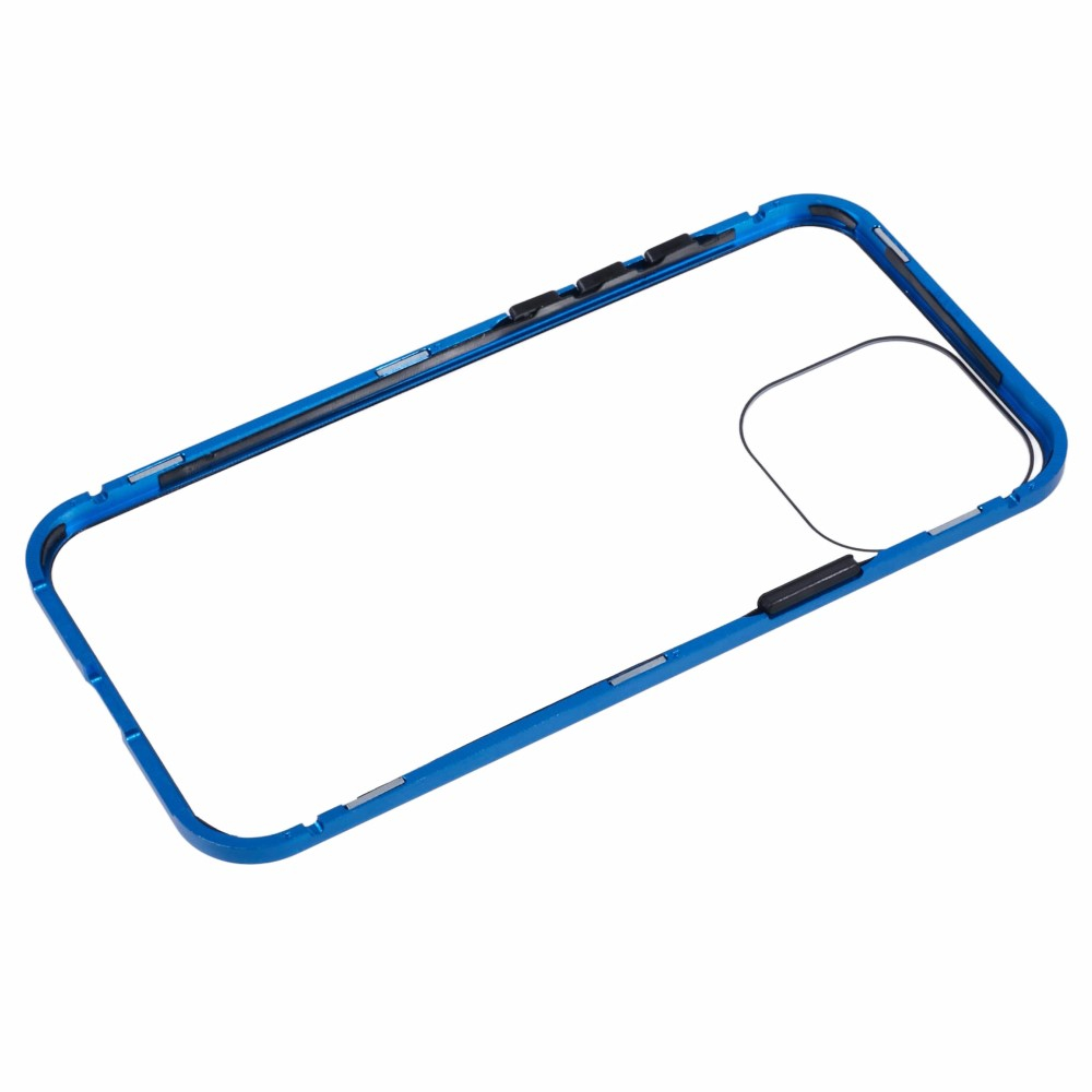 iPhone 16 Pro Magnetische Alu Schutzhülle mit Panzer Glas Backcover   Displayschutz (Magnet-Technologie) - Blau