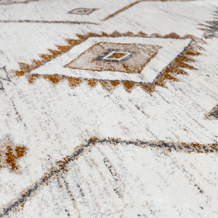 Rond hoogpolig vloerkleed - Blend Aztec Terra | Uniek