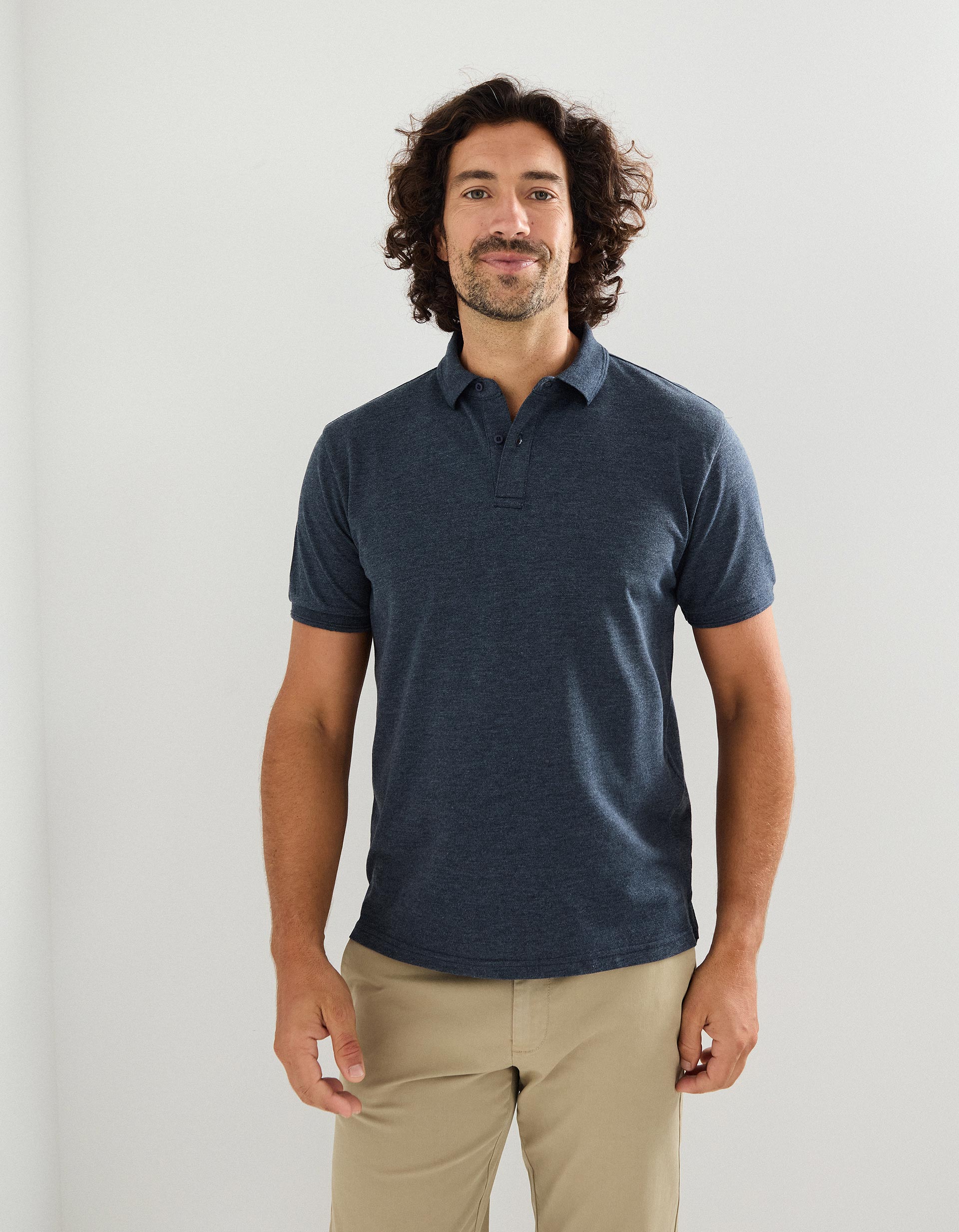 Polo Piquet Manga Curta, Homem, Azul Escuro