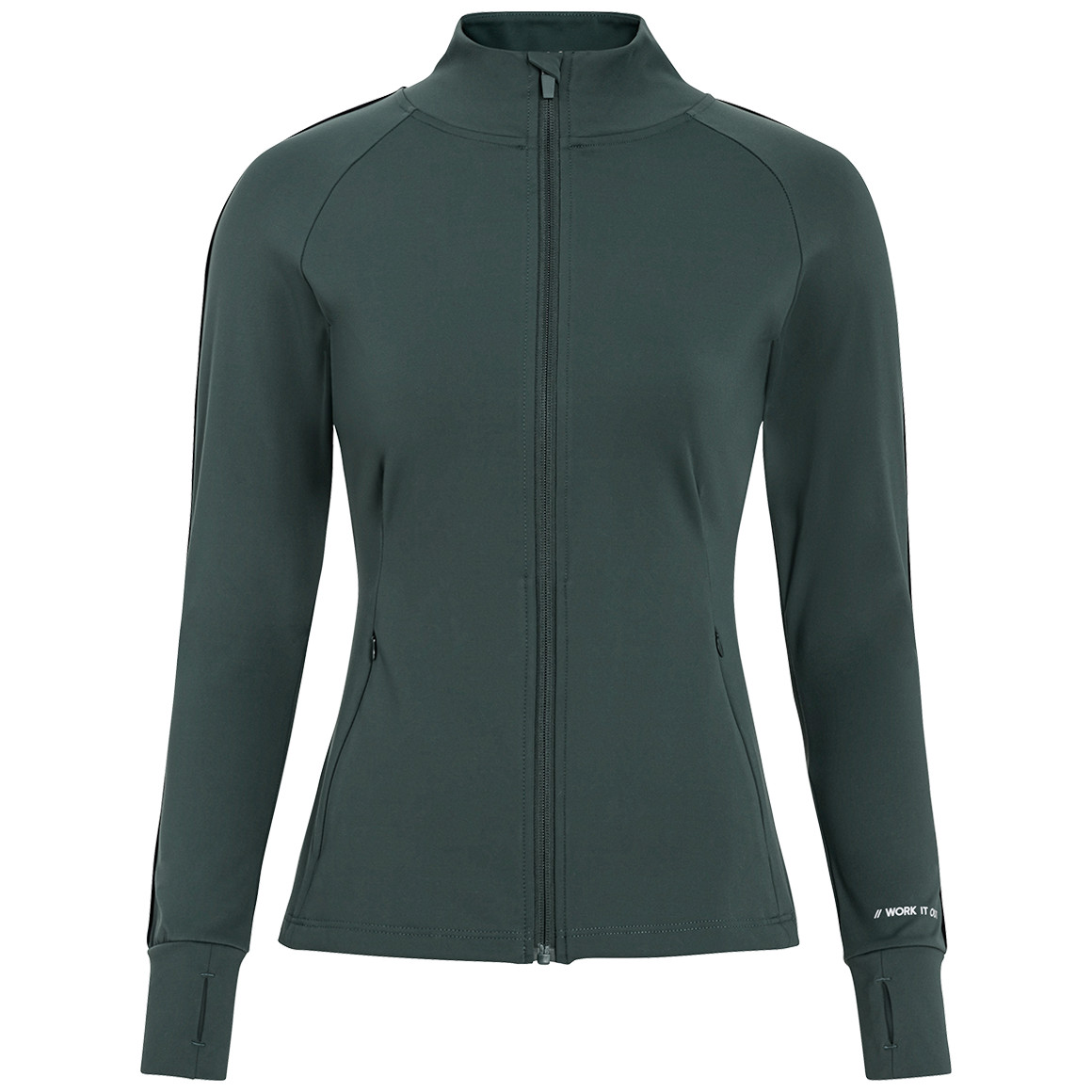 Gina Sports Damen Sport-Jacke mit Reißverschluss dunkelgrün