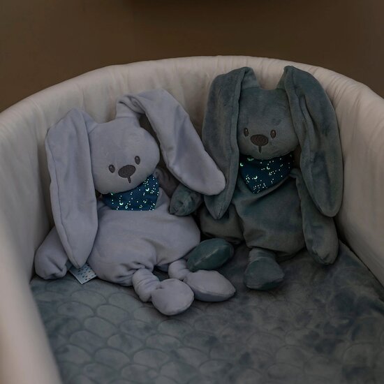 Lapidou peluche lapin + bandana - Glow in the dark    Vieux rose        de               Nattou