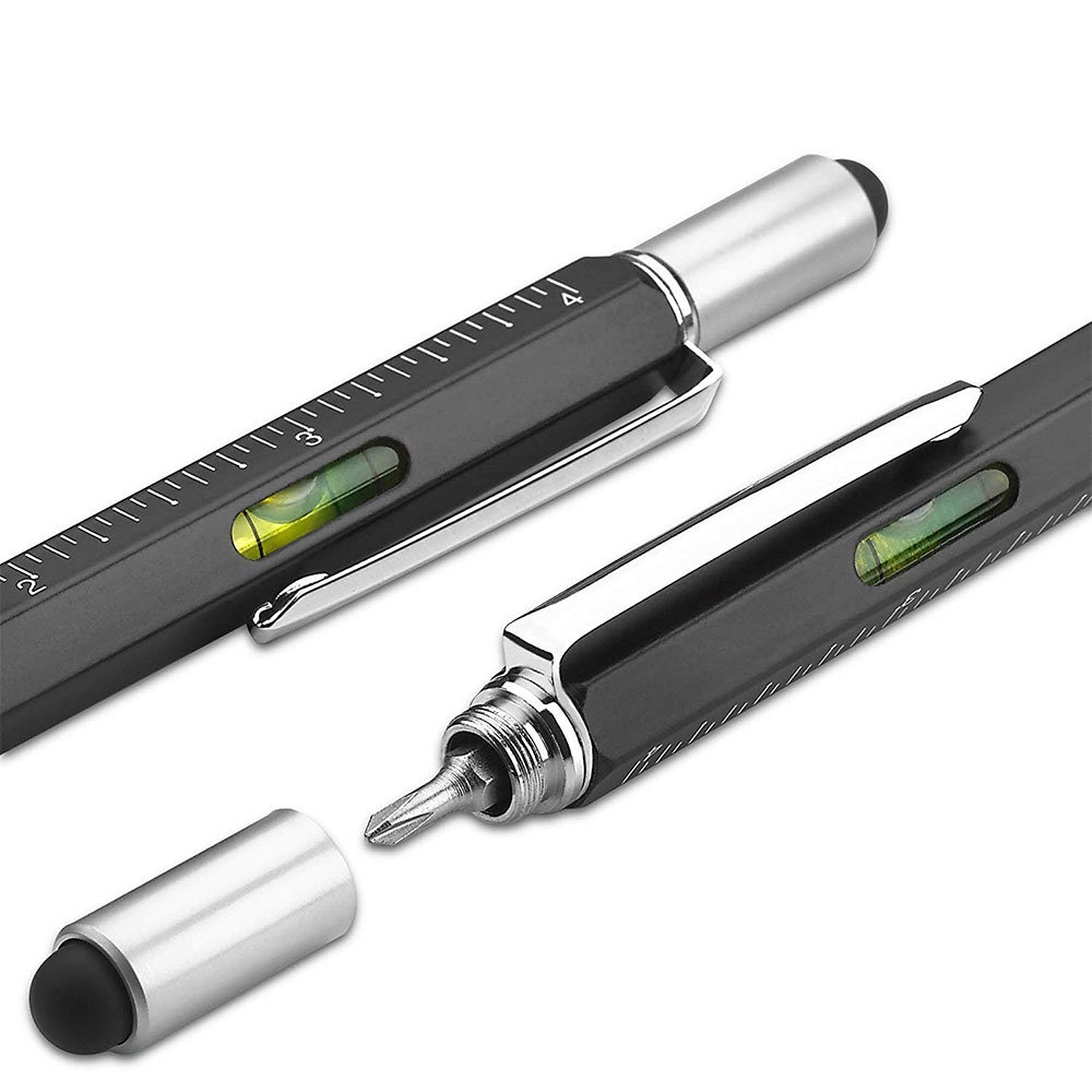6in1 Multitool Werkzeug Kugelschreiber Touch Pen Wasserwaage Schraubendreher (Kreuz/Schlitz) Lineal (15cm)
