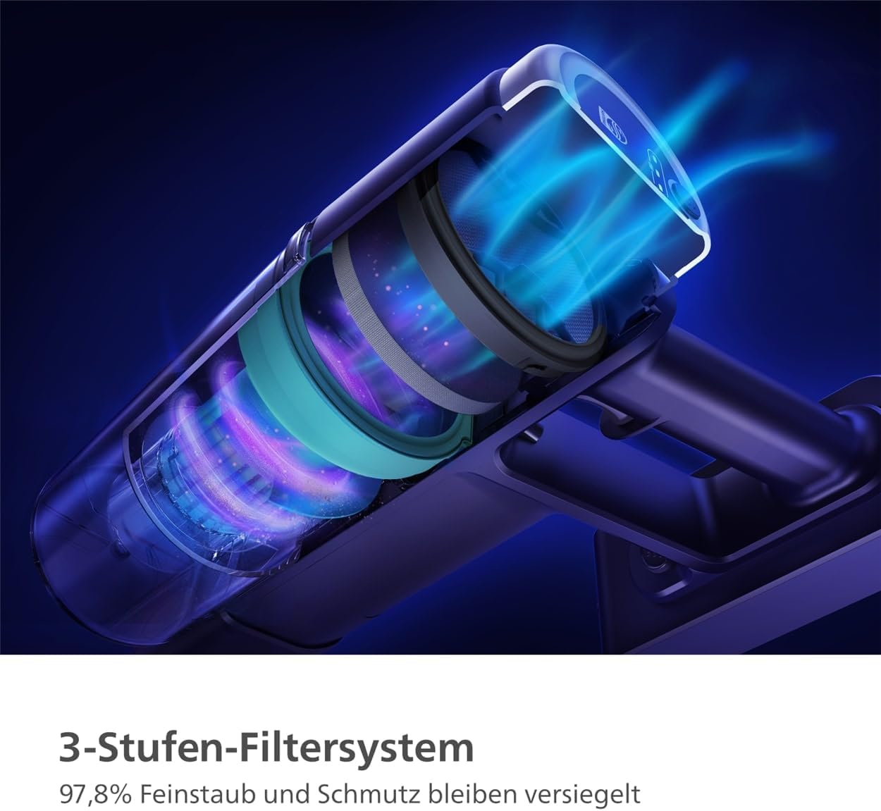 Philips Akku-Staubsauger 2000 Serie. Starke Saugkraft auf Hartböden, 40min Laufzeit, LED-Düse, austauschbarer Akku, leicht, 3-stufige Filterung, Wandhalterung (XC2012/01)