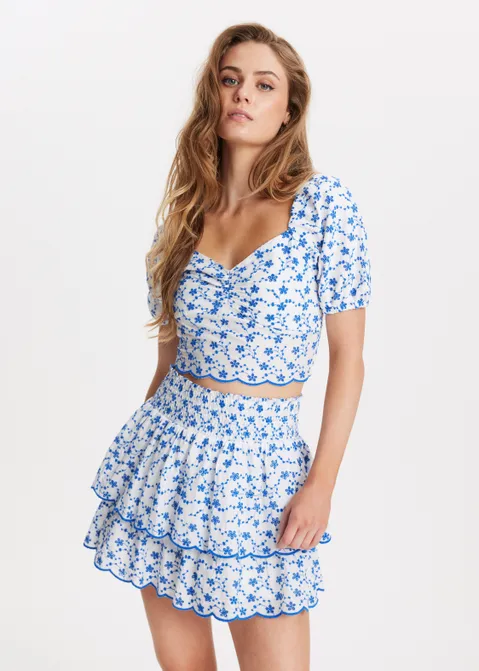 Broderie top wit (WIT)