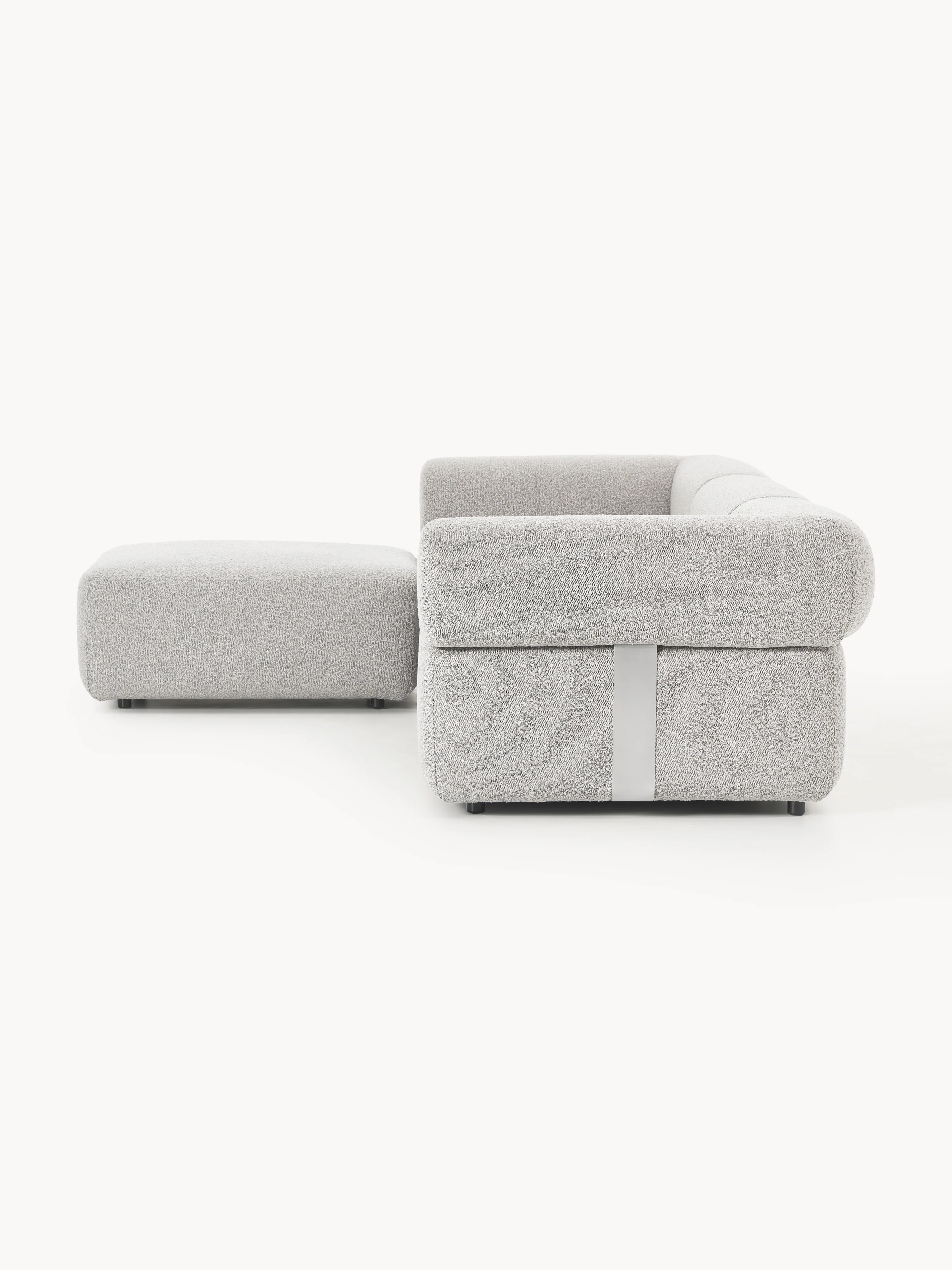 Modulaire bank Anton (4-zits) met poef (links/rechts) van bouclé