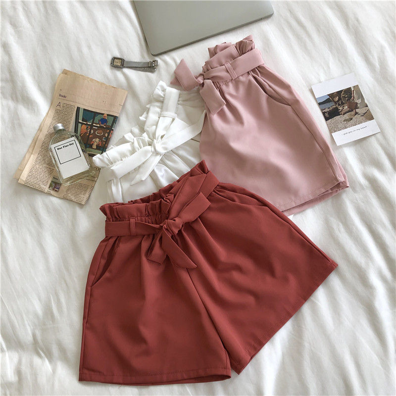 DIYI - Shorts met hoge taille en strikceintuur
