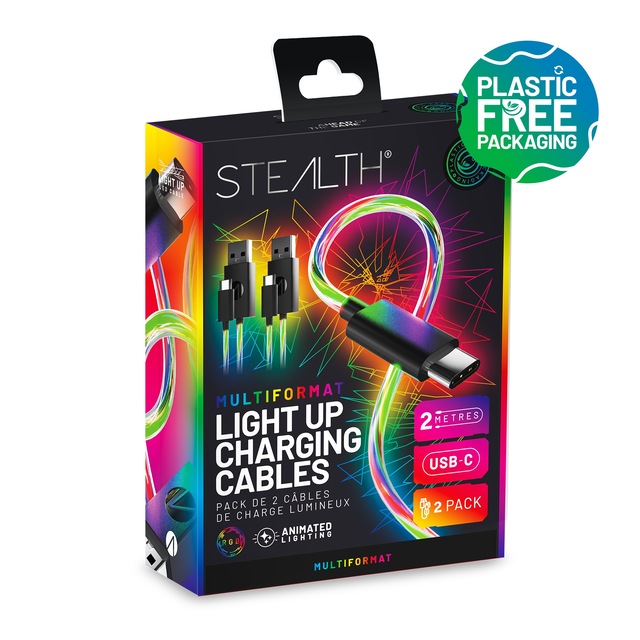 Stealth USB-Kabel »USB-C Ladekabel (2x 2m) mit LED Beleuchtung« USB Typ C 200 cm Beleuchtung