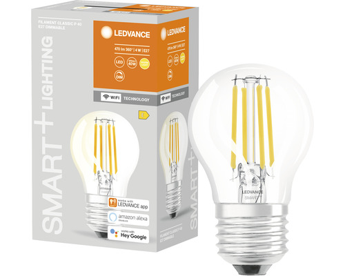 Ledvanve Smart WIFI Filament LED Druppellamp Dimbaar P40 E27/4W (40W) Helder 470 lm 2700 K Warm Wit