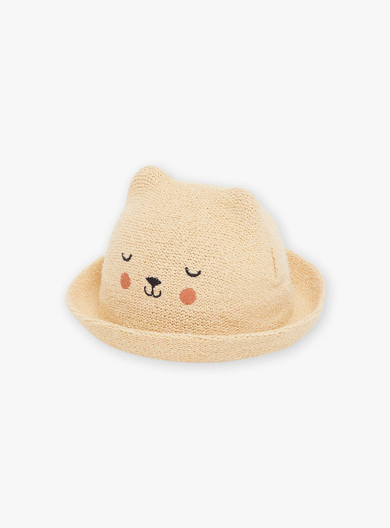 Chapeau naturel chiné en tricot de jersey