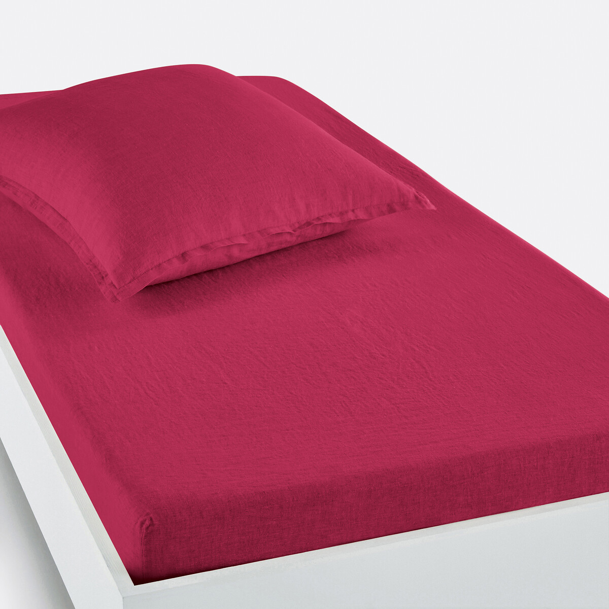 LA REDOUTE INTERIEURS<br>Lençol justo de linho lavado, bainha 30 cm, Linot