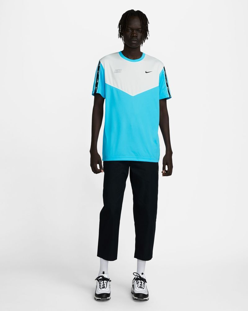 T-shirt Nike Repeat Bleu Ciel & Blanc pour homme