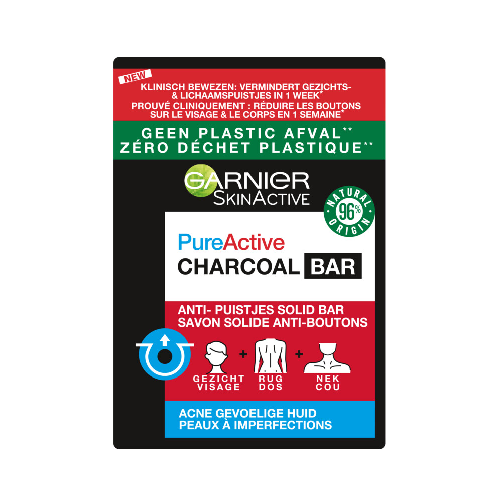 Garnier SkinActive Pure Active Charcoal Gezichtsreinigings Bar100 gr