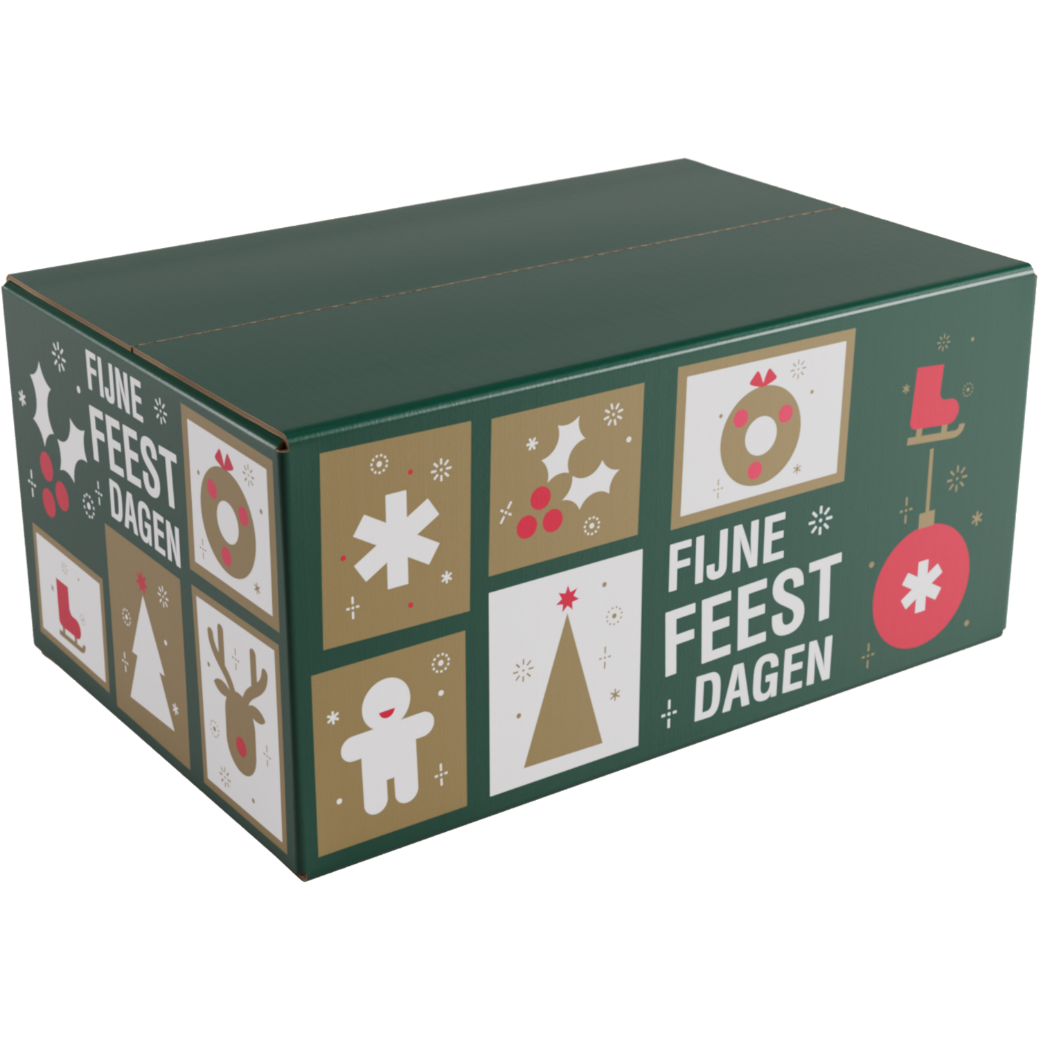 Kerstpakketdoos, Tegels, golfkarton, 31x20x14cm, Kerstmis, a,