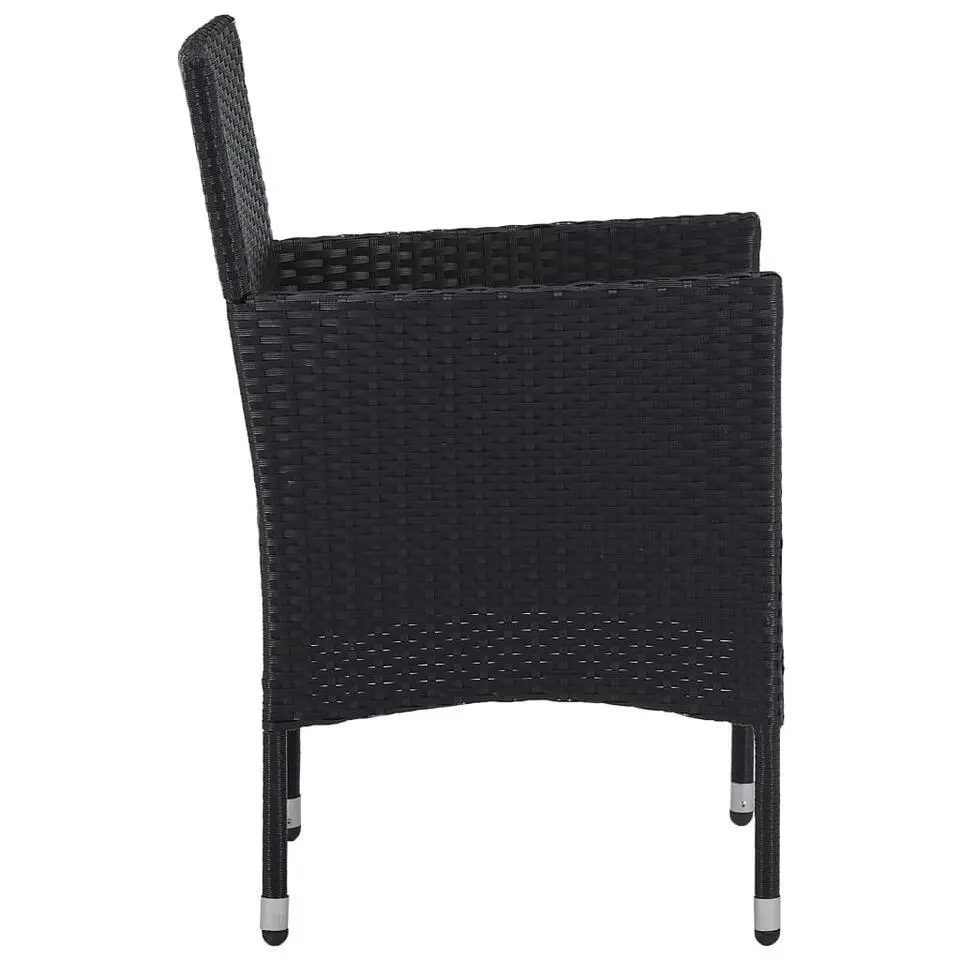 vidaXL - Tuinset - Zwart - Poly rattan en acaciahout - 5 stuks