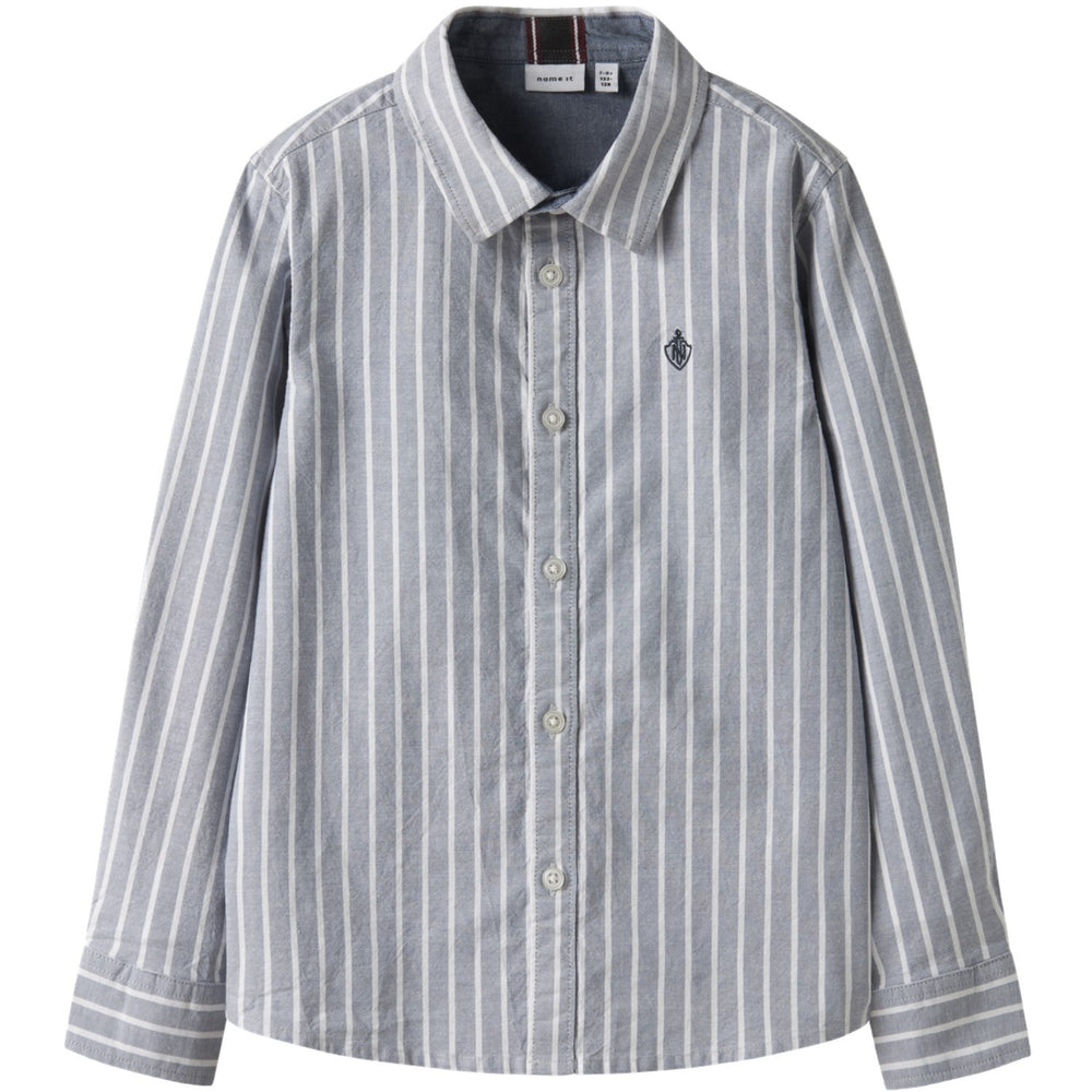 Køb Name It Flint Stone Thin Stripe - Bright White Nmmrekid Shirt