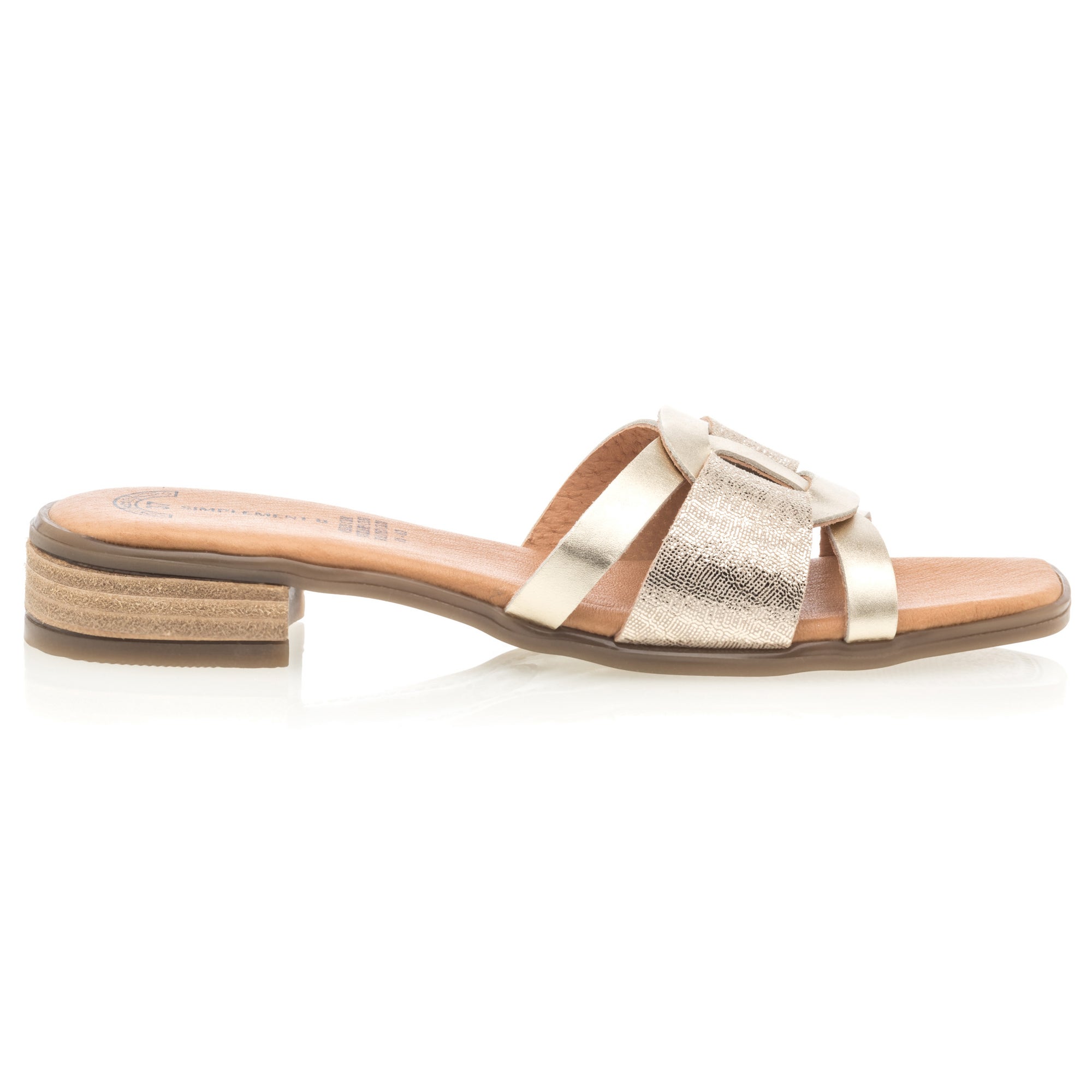 Mules Femme en cuir or