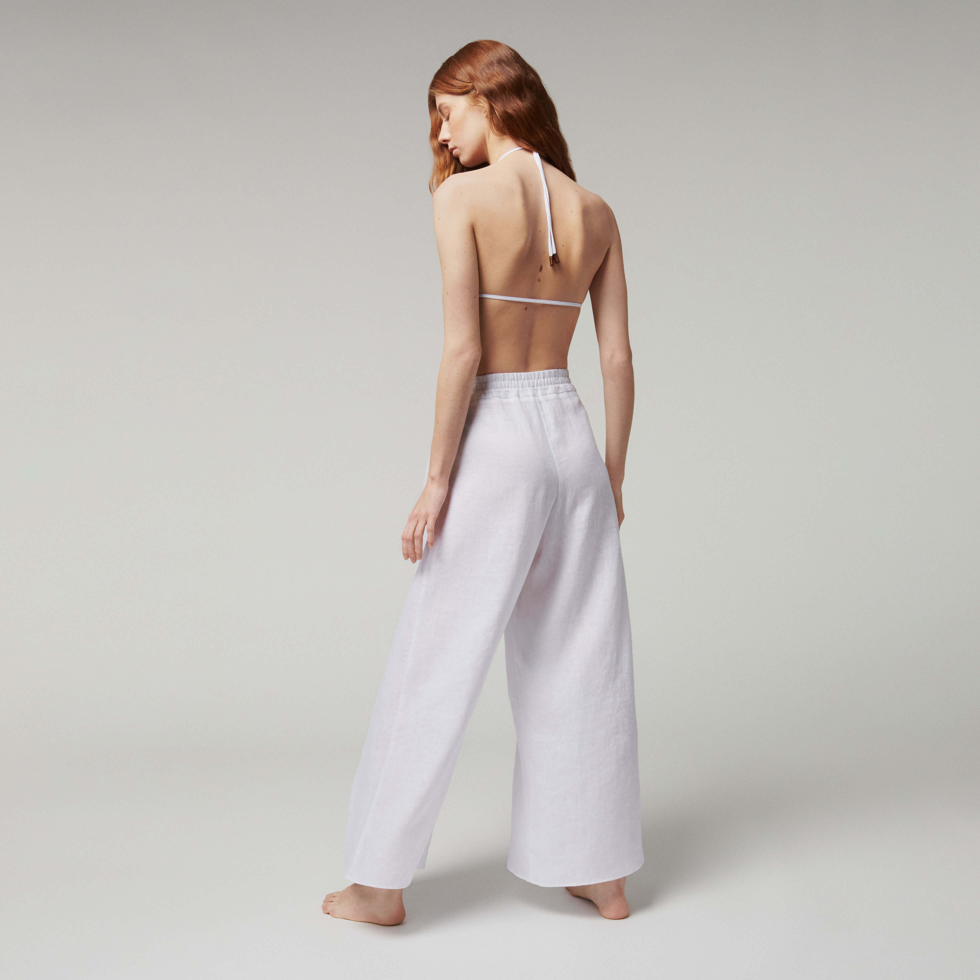 Pantalon en lin blanc femme- Vilebrequin x Angelo Tarlazzi | Site Vilebrequin | LSSH3U00
