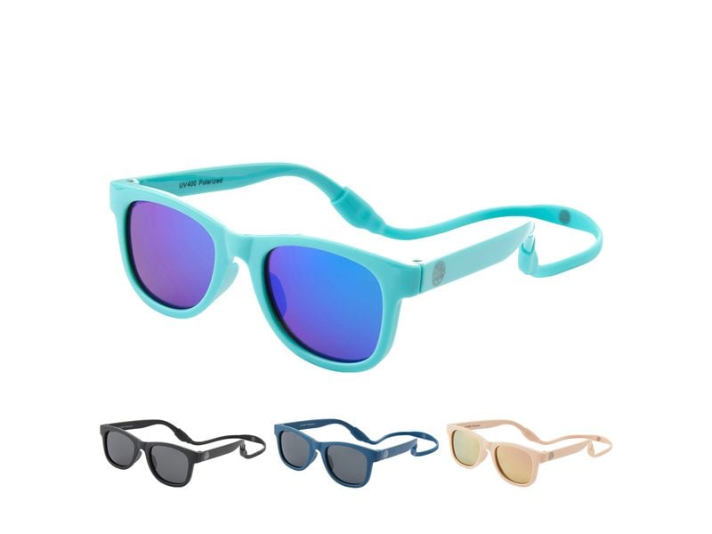 Baby Sunnies Baby-Sonnenbrille mit Band Hellblau Flexibel und polarisiert für 0-24 Monate