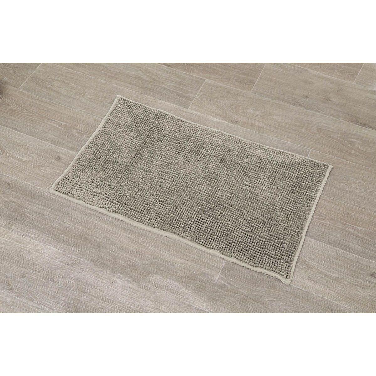 TAPIS MICROFIBRE BOULES UNI 45X75CM TAUPE