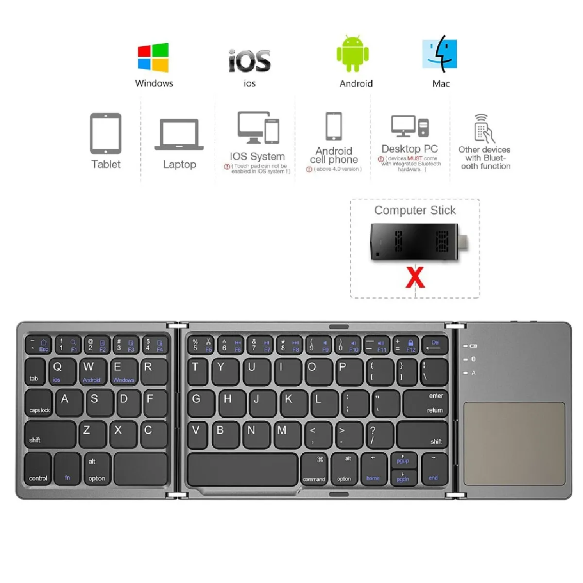 Universal Mini clavier tactile pliant - Noir