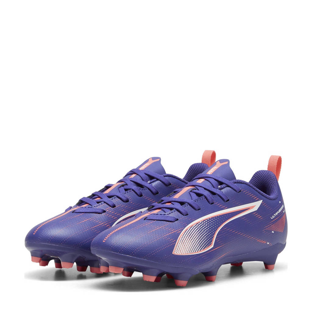 Puma Ultra 5 Playjunior voetbalschoenen kobaltblauw/wit/koraalrood