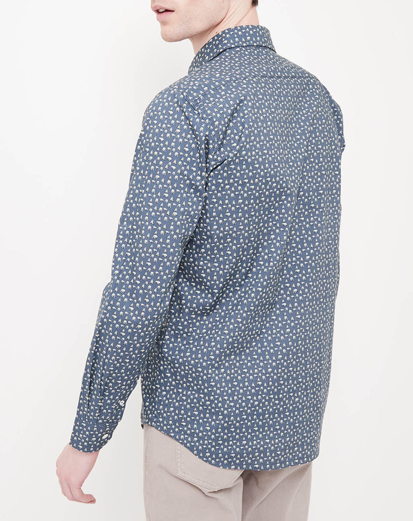 Hartford Chemise Slim Sammy imprimé ours bleu/écru