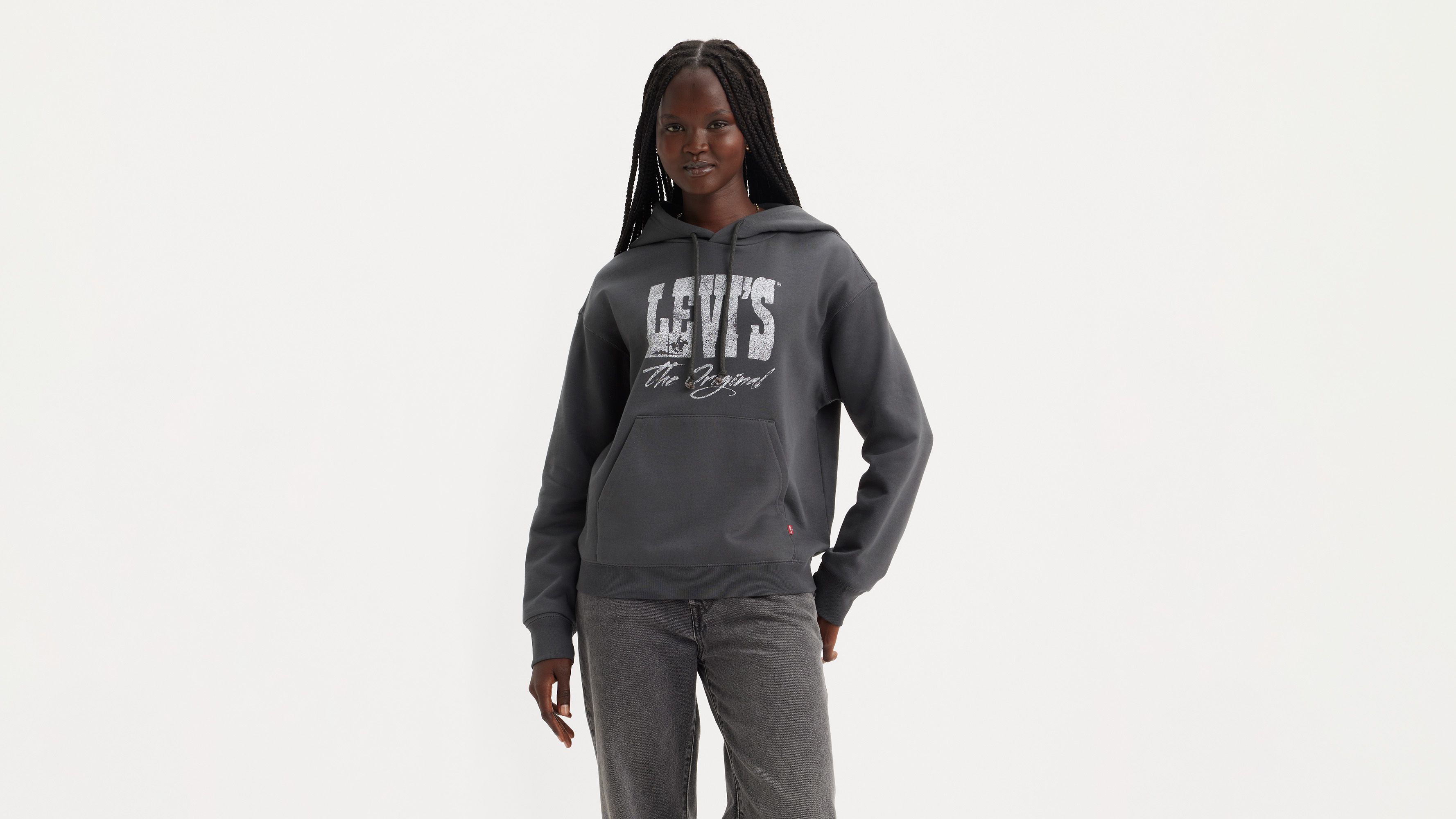 Sweat à capuche graphique signature - Hoodie Original Levi'S Black Oyster - Noir