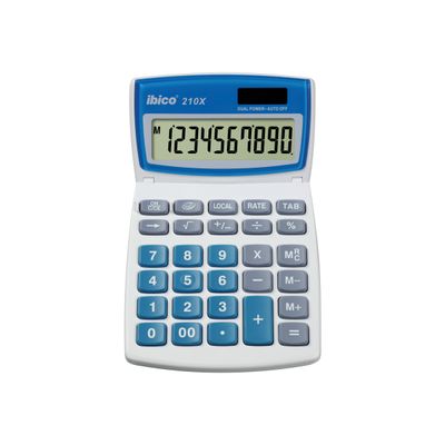 Calculatrice de bureau Ibico 210X - 10 chiffres - alimentation batterie et solaire